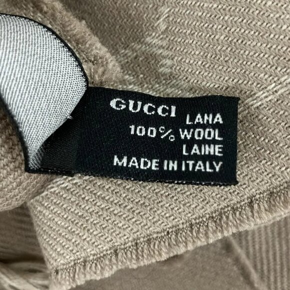 Auth GUCCI - Khaki Wool Scarf - Picture 5 of 7